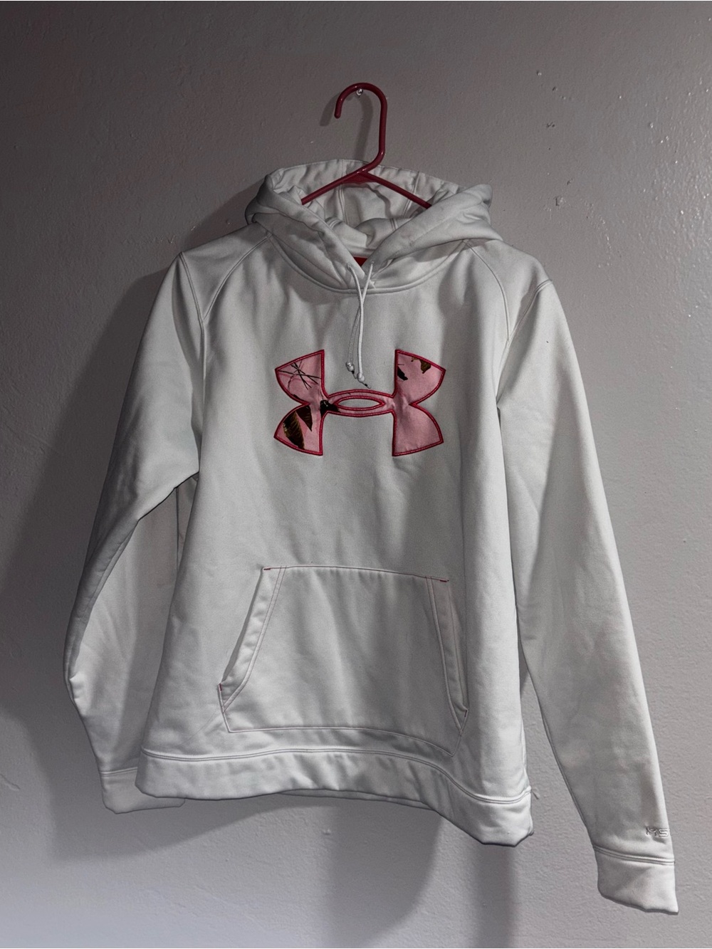 LG White Hoodie with Pink Camouflage Logo